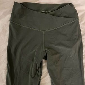 Abercrombie full length contour leggings with crossover waistband in olive green